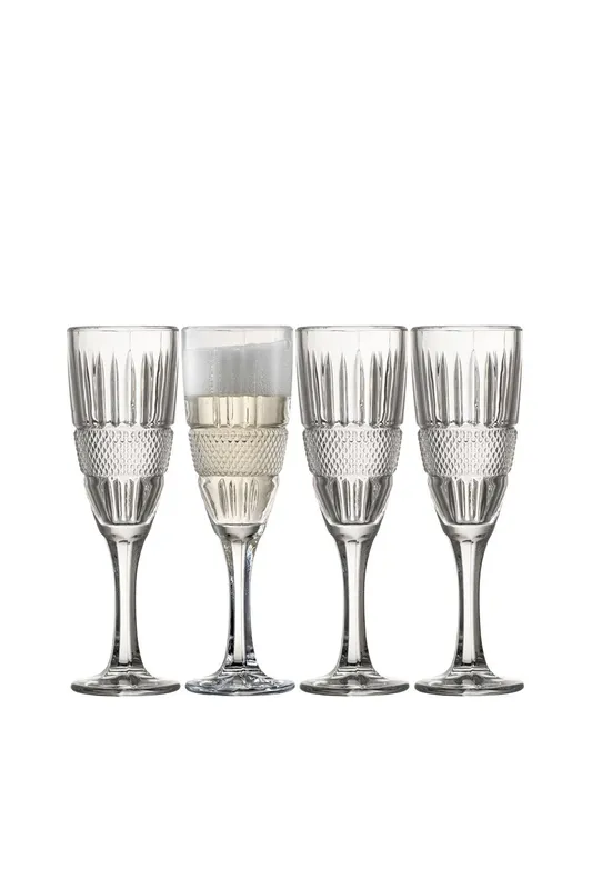 Galway Crystal Eyre Flute Set of 4 in Clear Clear
