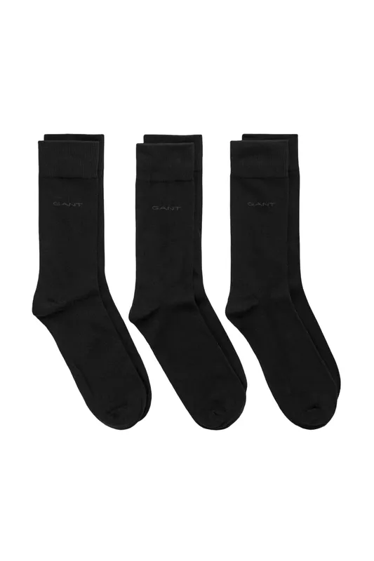 Gant 3 Pack Mens Soft Cotton Socks - Black - Size Uk 9-11