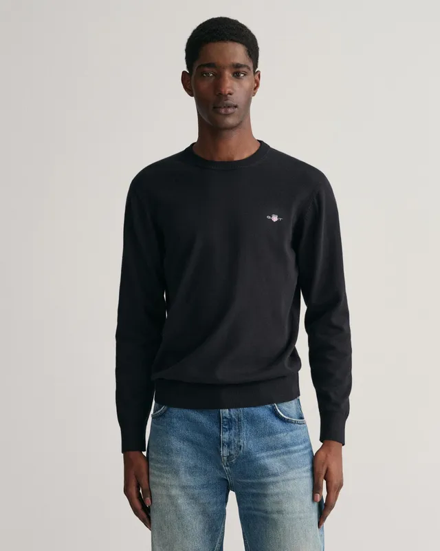 Gant Mens Classic Cotton Crew Neck Jumper - Black - Size 2xl