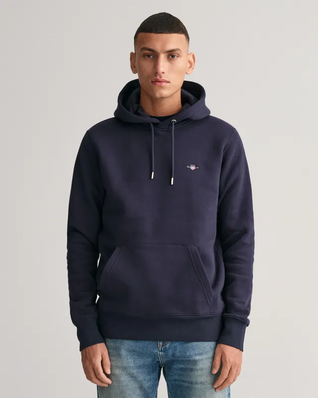 Gant Mens Hoodie - Blue/navy Cotton - Size Small