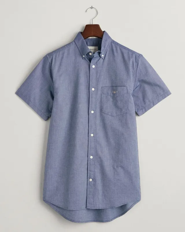 Gant Mens Regular Fit Short Sleeve Oxford Shirt - Blue - Size 2xl