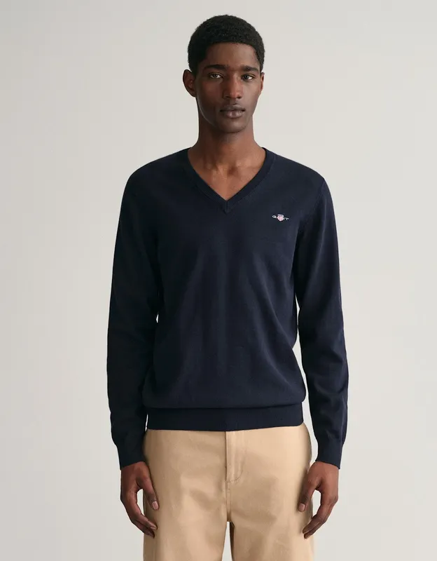 Gant Mens Sweater - Navy Cotton - Size Medium