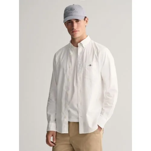 Gant Mens White Cotton Linen Shirt - White