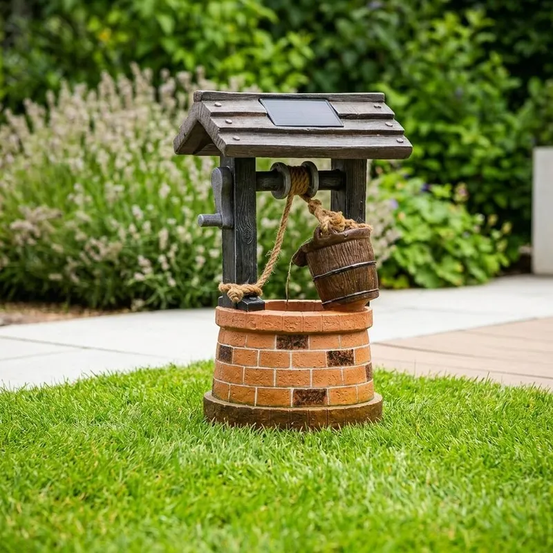 Garden Greatness Solar Wishing Well Garden Water Feature Multicolor