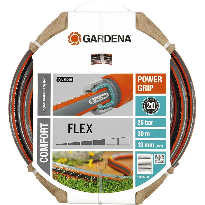 Gardena 18036-20 Comfort Flex Hose 13 mm 30 m Black/Orange UV-Resi...