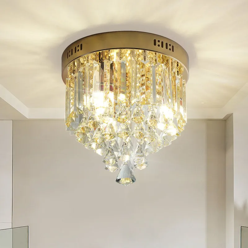 Garwarm 3 - Light 28cm Crystal Dimmable Flush Mount in Gold Gold
