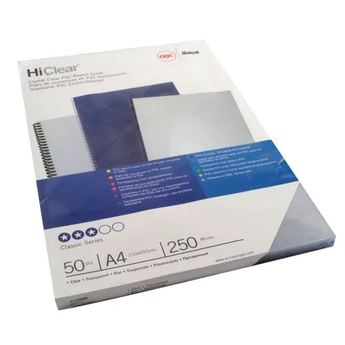 Gbc A4 Clear Acco Report Covers 250 micron Economy - 41605E