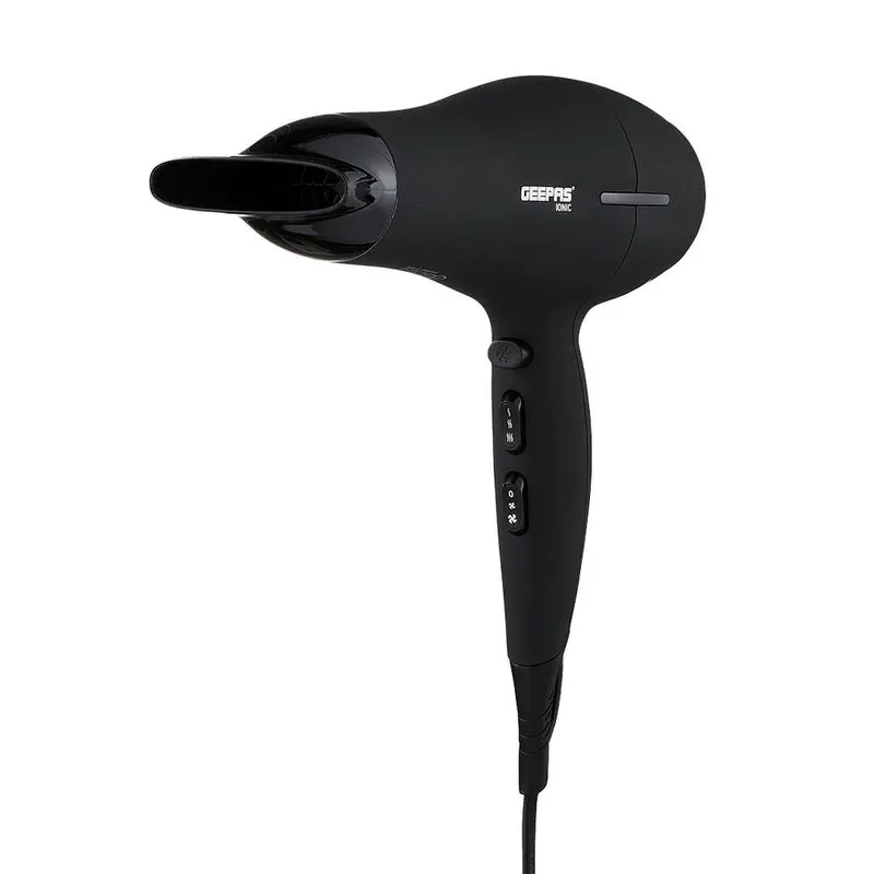 Geepas 2200W Powerful Hair Dryer 2 Speed 3 Heat Concentrator Ionic Function in Black Black