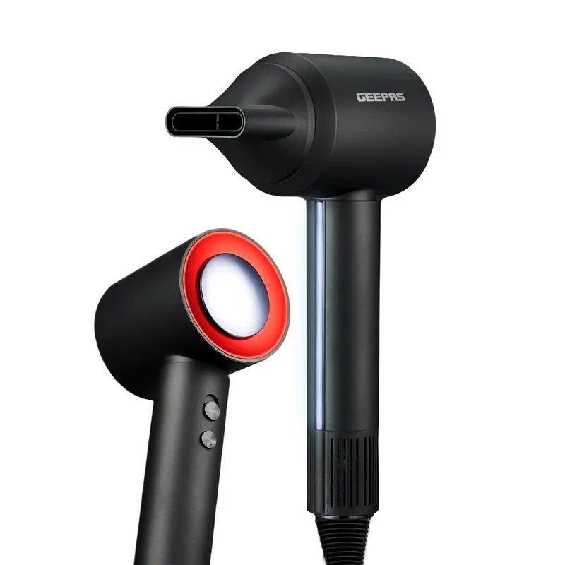 Geepas 1800W Ionic Hair Dryer, Fast Drying, 3 Heat 2 Speed, Lightweight Design in Black - Black