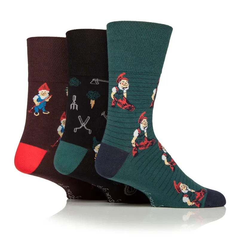 Gentle Grip + Rhs 3 Pairs Men's Rhs Cotton Socks - Gnomes