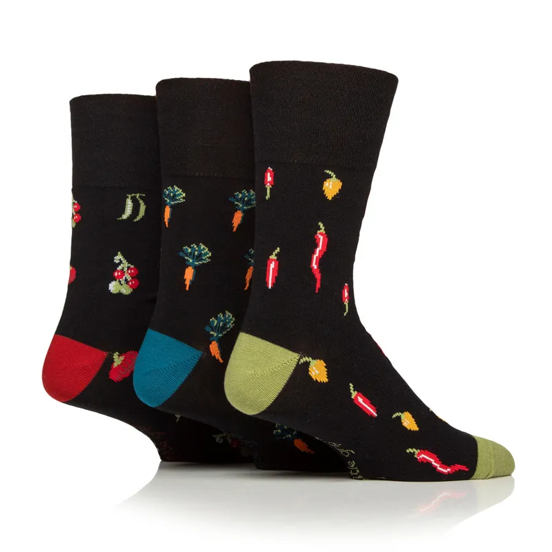 Gentle Grip + Rhs 3 Pairs Men's Rhs Cotton Socks - Vegetables
