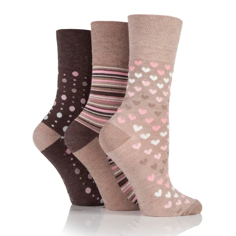 Gentle Grip 3 Pairs Ladies Bamboo Socks - Neutral