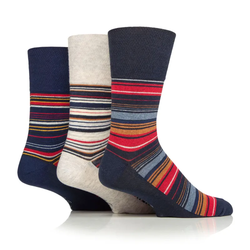 Gentle Grip 3 Pairs Men's Cotton Socks - Cabana