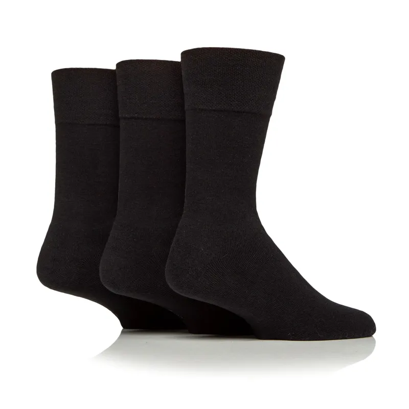 Gentle Grip 3 Pairs Mens Sports Socks - Black