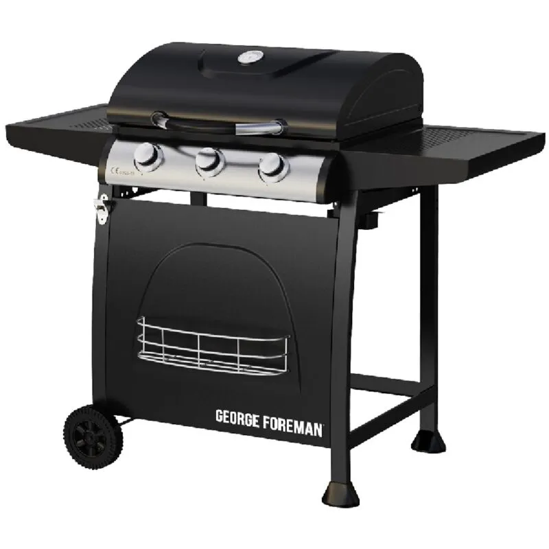 George Foreman - Gas bbq 3 Burner Barbecue GFGBBQ3B - Black