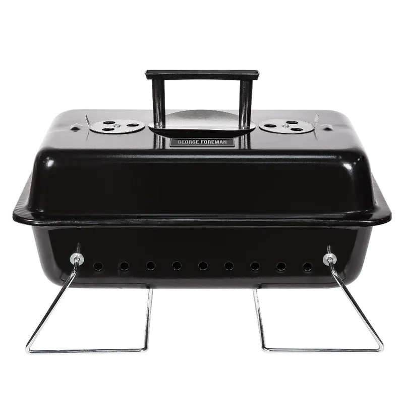 George Foreman Unisex Portable Charcoal Bbq Foldable Legs Convenient Handle GFPTBBQ1003B in Black Black One Size female