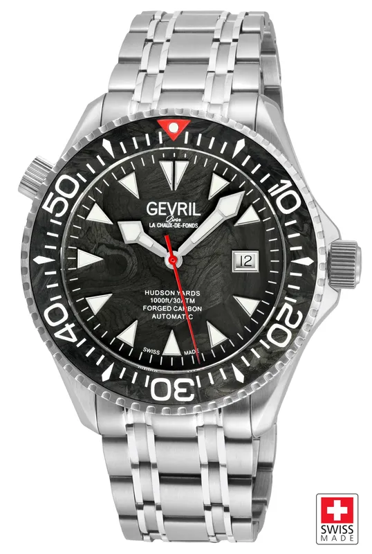 Gevril Mens Hudson Yards Swiss Automatic Dark Grey Watch - Silver - One Size