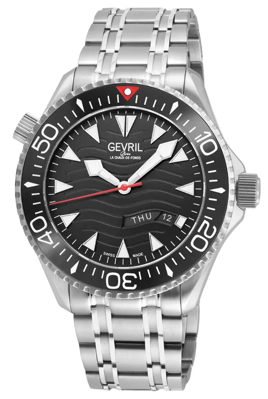 Gevril Mens Hudson Yards Swiss Automatic Black Watch - Silver - One Size