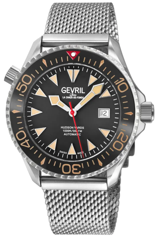 Gevril Mens Hudson Yards Swiss Automatic Brown Watch - Silver - One Size