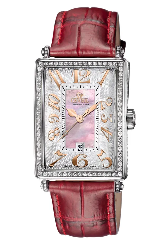 Gevril Women's Glamour Swiss Leather Watch in Pink Pink