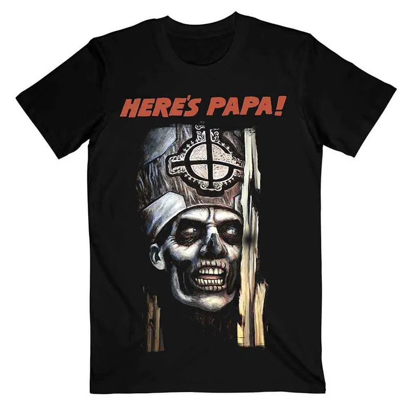 Ghost Unisex Heres Papa T-Shirt in Black Size: 2XL - Black