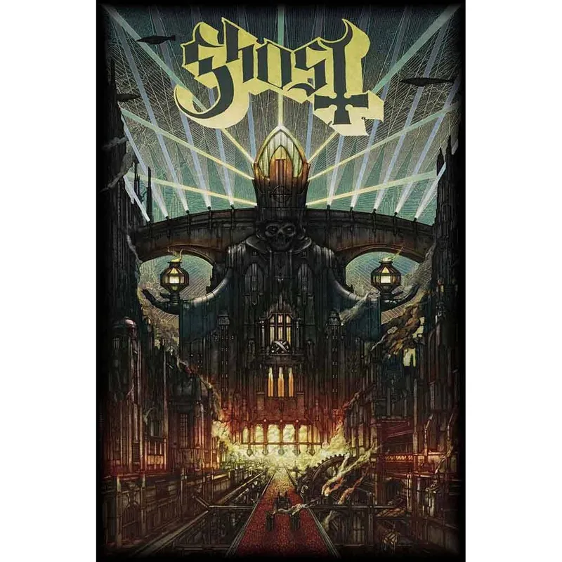 Ghost Meliora Textile Poster in Black Size: A2 - Black - Size: A2