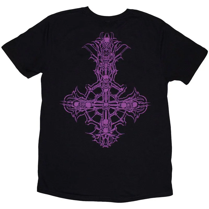 Ghost Unisex Metal Band Logo Purple Grucifix T-Shirt in Black Size: XL Black female