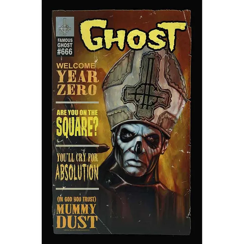 Ghost Magazine Cover Textile Poster in Black Size: A2 - Black - Size: A2