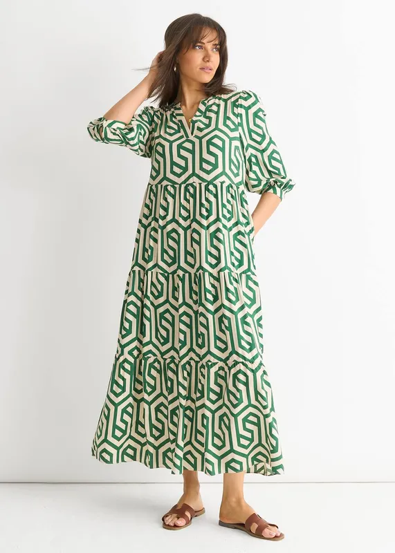 Gini London Women's Green Long Sleeve Maxi Dress Size: 10 - Green - Size: 10