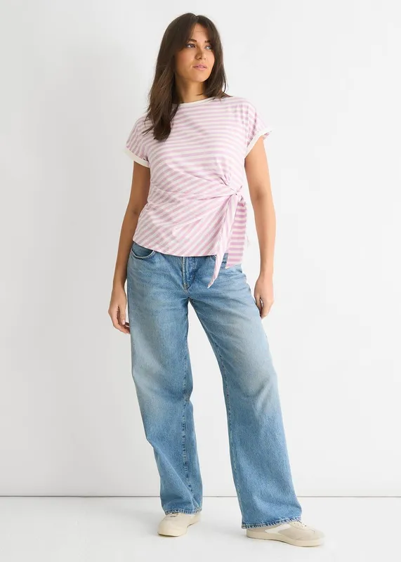 Gini London Women's Lilac Stretch Stripe Top Size: 14 Lilac 14 female