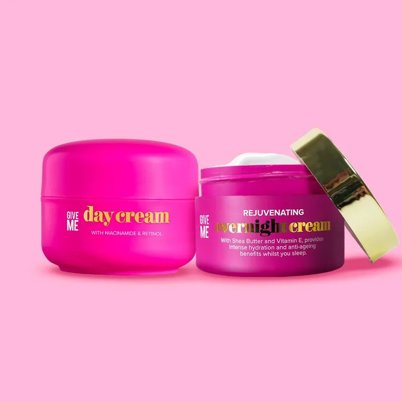 Give Me Face Moisturiser - Day & Night Cream Duo in Pink Pink