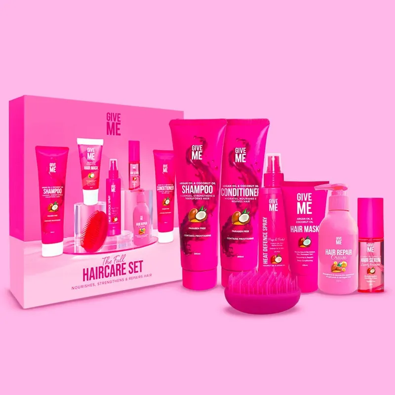 Give Me Unisex Full Pink Hair Care Strengthen & Repair Gift Set - Argan & Coconut Oil Pink female