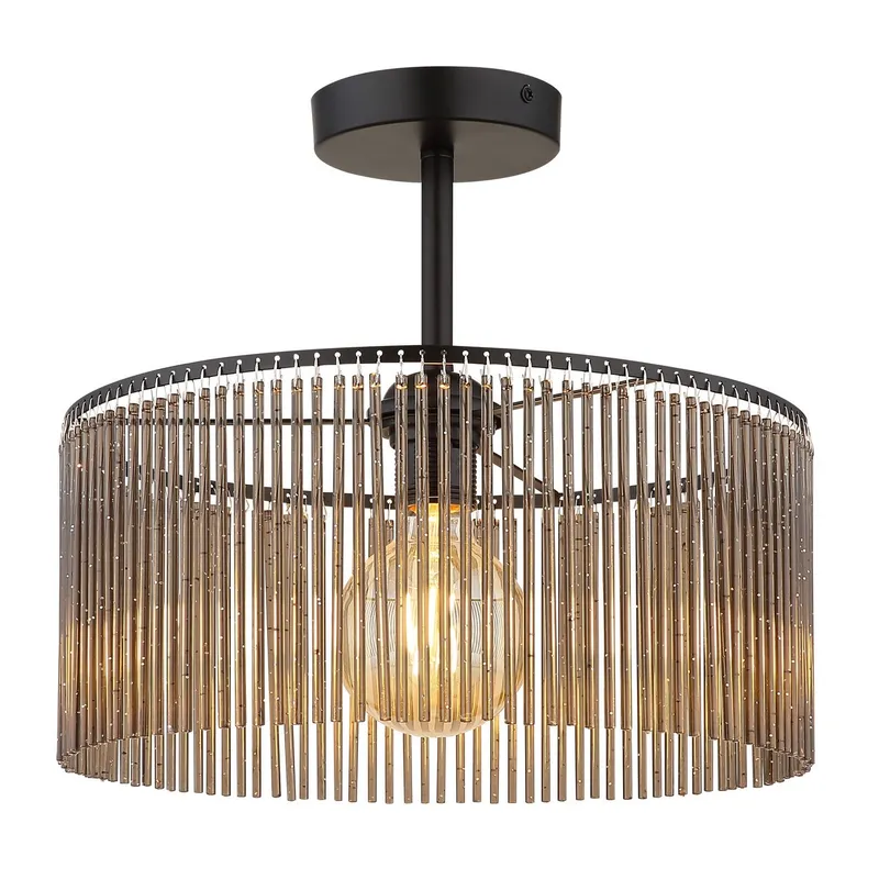 Globo Lighting Leeds Cylindrical Ceiling Light Matt Black 1x E27