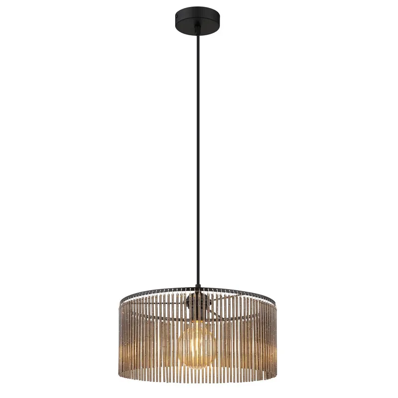 Globo Lighting Leeds Cylindrical Pendant Ceiling Light Matt Black 1x E27