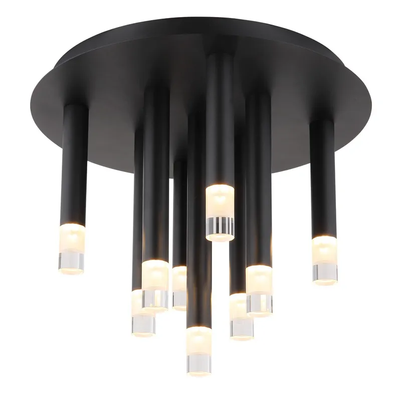 Netlighting Ryan Multi Arm Semi Flush Ceiling Lamp Matt Black 9x G9 Black