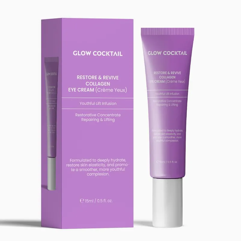 GlowCocktail London Glow Cocktail Restore & Revive Collagen Eye Cream 15ml in Purple - Purple