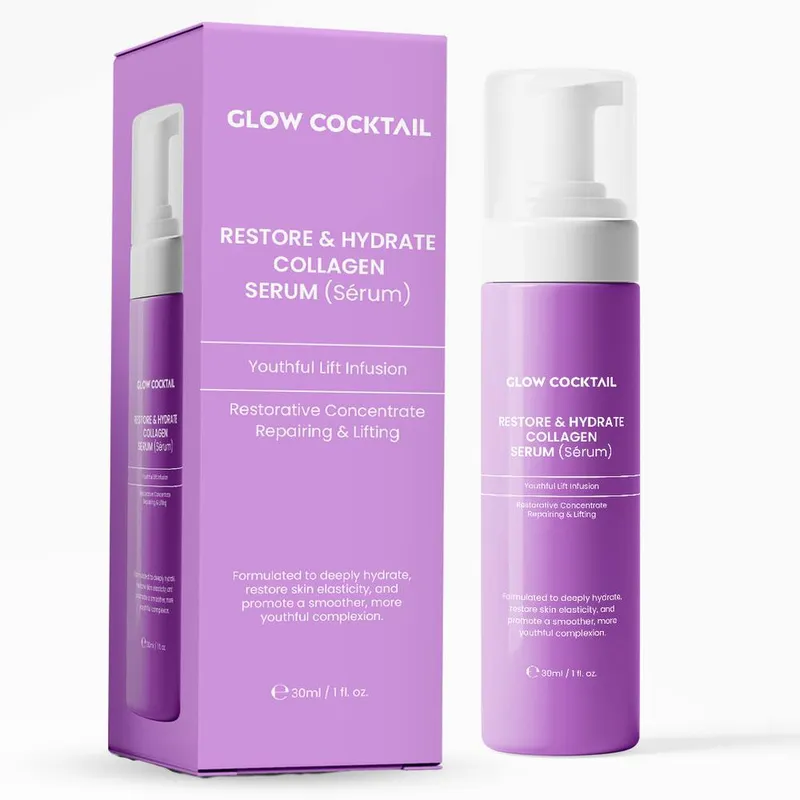 GlowCocktail London Unisex Glow Cocktail Restore & Hydrate Collagen Serum 30ml in Purple Purple 30ml female