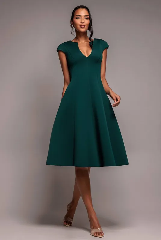 V-Neck A-Line Dress Women Goddiva Vert 36
