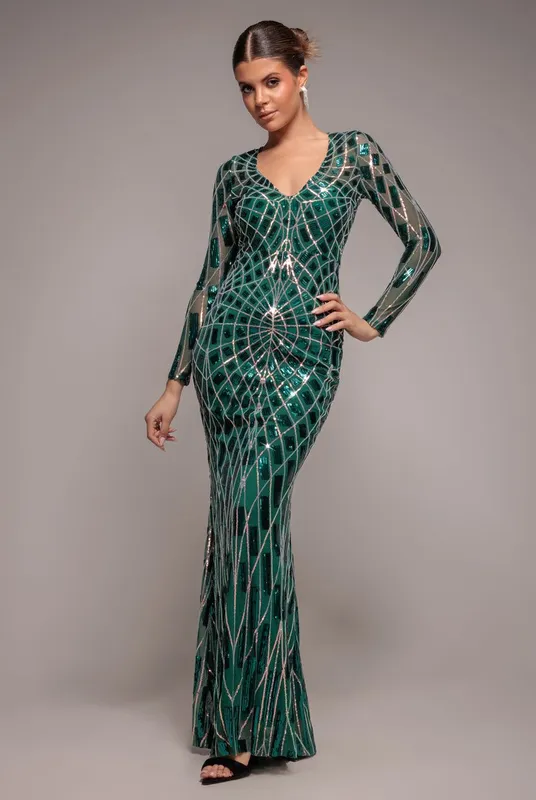 Women's dress Goddiva Geo Sequin Vert 36