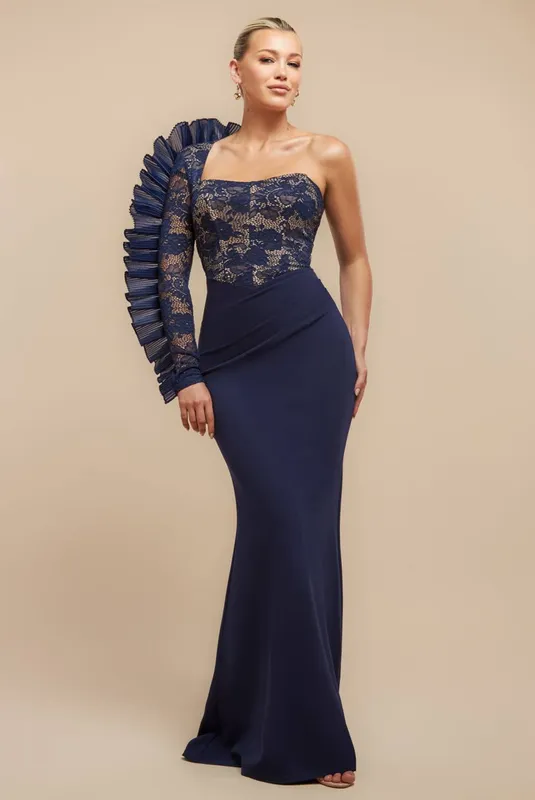 One-Shoulder Long Dress Women's Goddiva Bleu 42