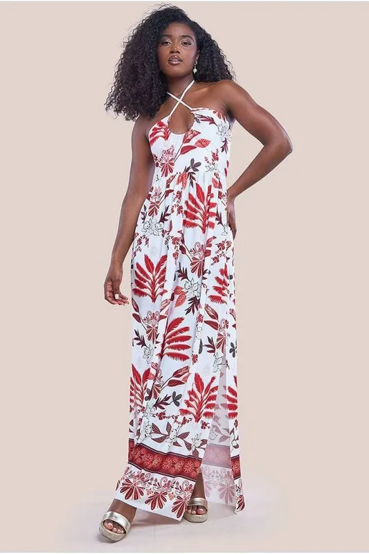 Printed Wrap Dress Women Goddiva Blanc 44