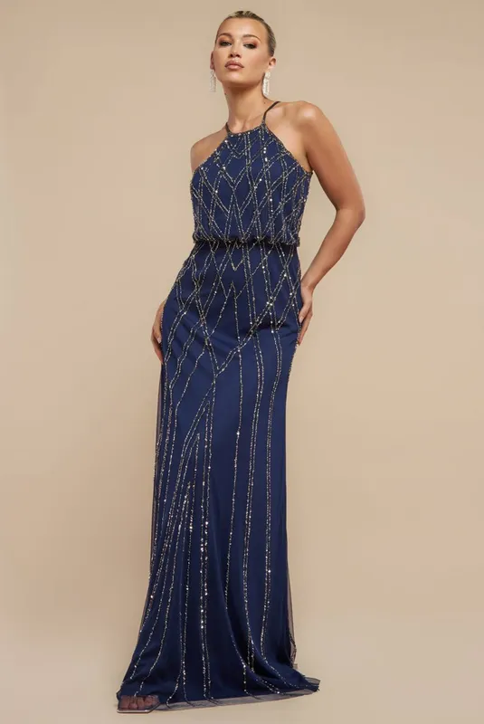 Women's long dress Goddiva Bleu 38