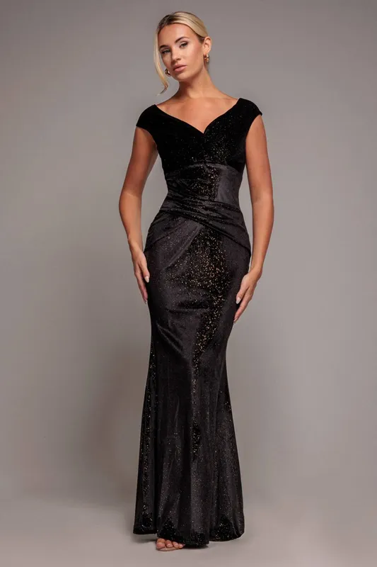 Women's tight dress Goddiva Shimmer Noir 46
