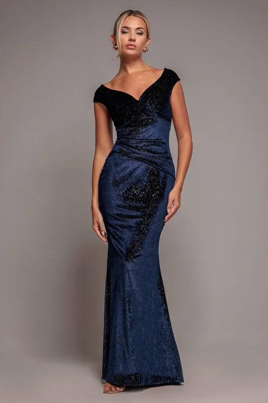 Women's tight dress Goddiva Shimmer Bleu 44