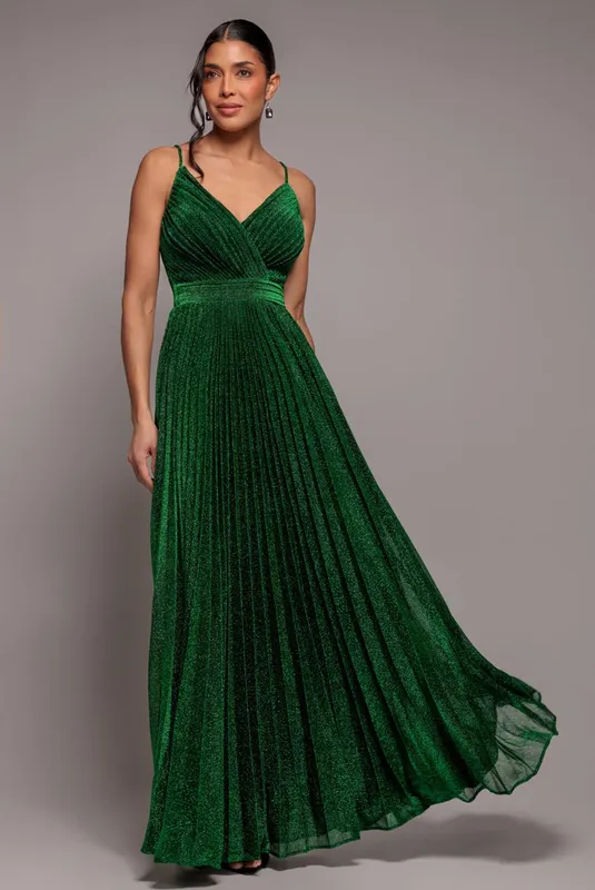Sleeveless Pleated Dress Women Goddiva Vert 38