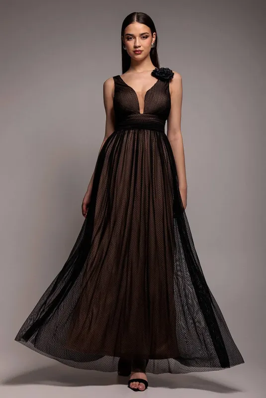 Women's dress Goddiva Dobby Noir 44
