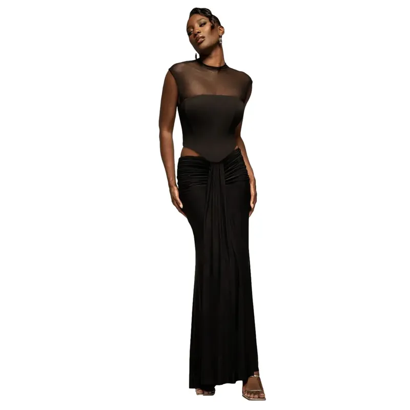 Low Rise Women's Skirt Goddiva Maxi Noir M