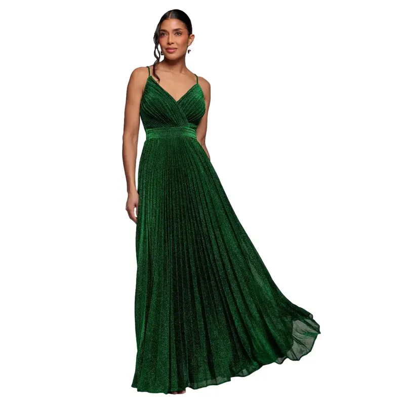 Sleeveless Pleated Dress Women Goddiva Vert 40