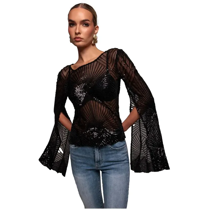 Sparkly Star Cape Women Goddiva Noir 38