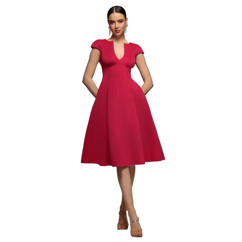 V-Neck A-Line Dress Women Goddiva Rose 44